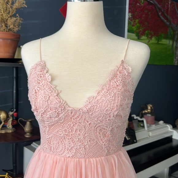 Coquette light pink long dress size S - Picture 3 of 8